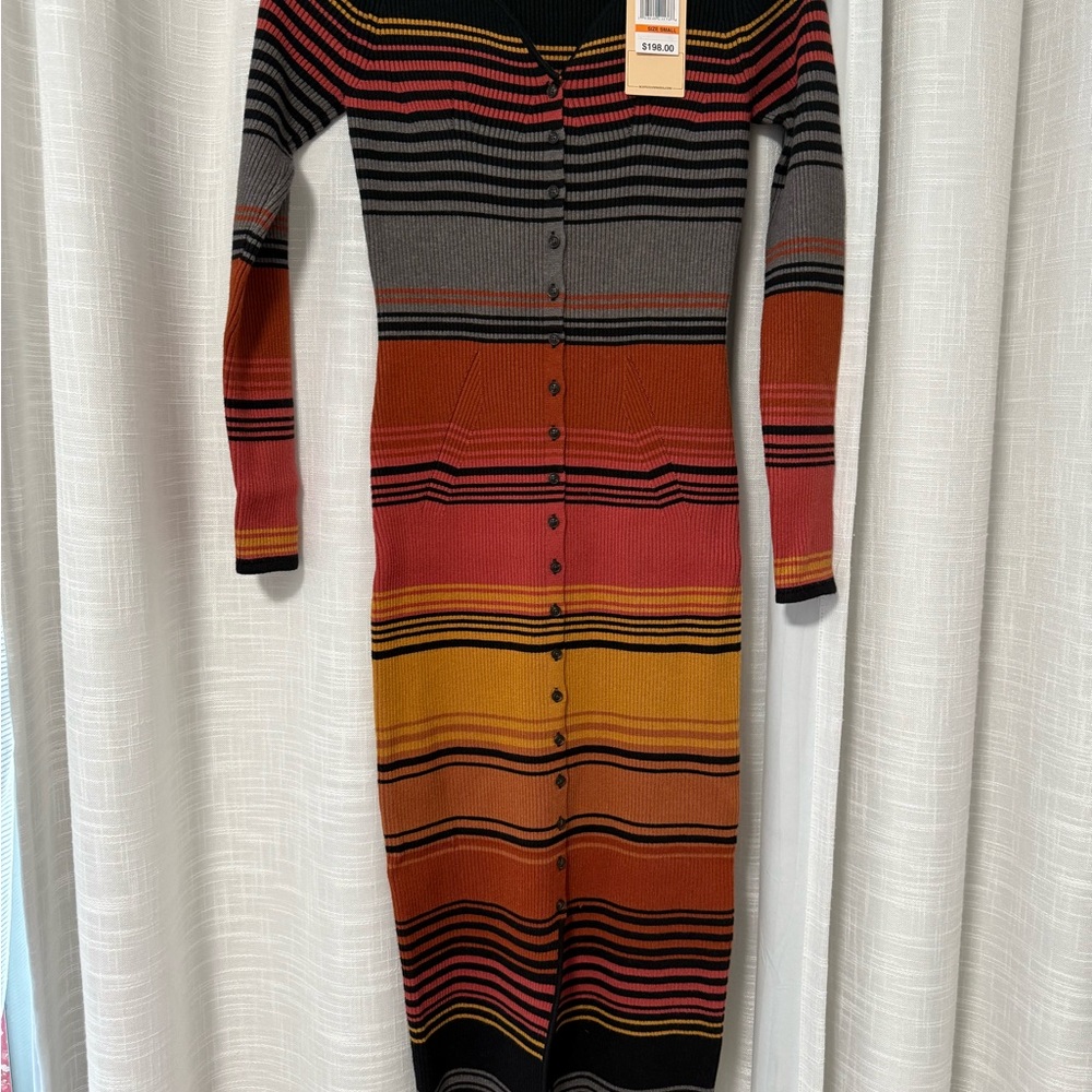 Scotch & Soda Multicolor Striped Long Sleeve Dress